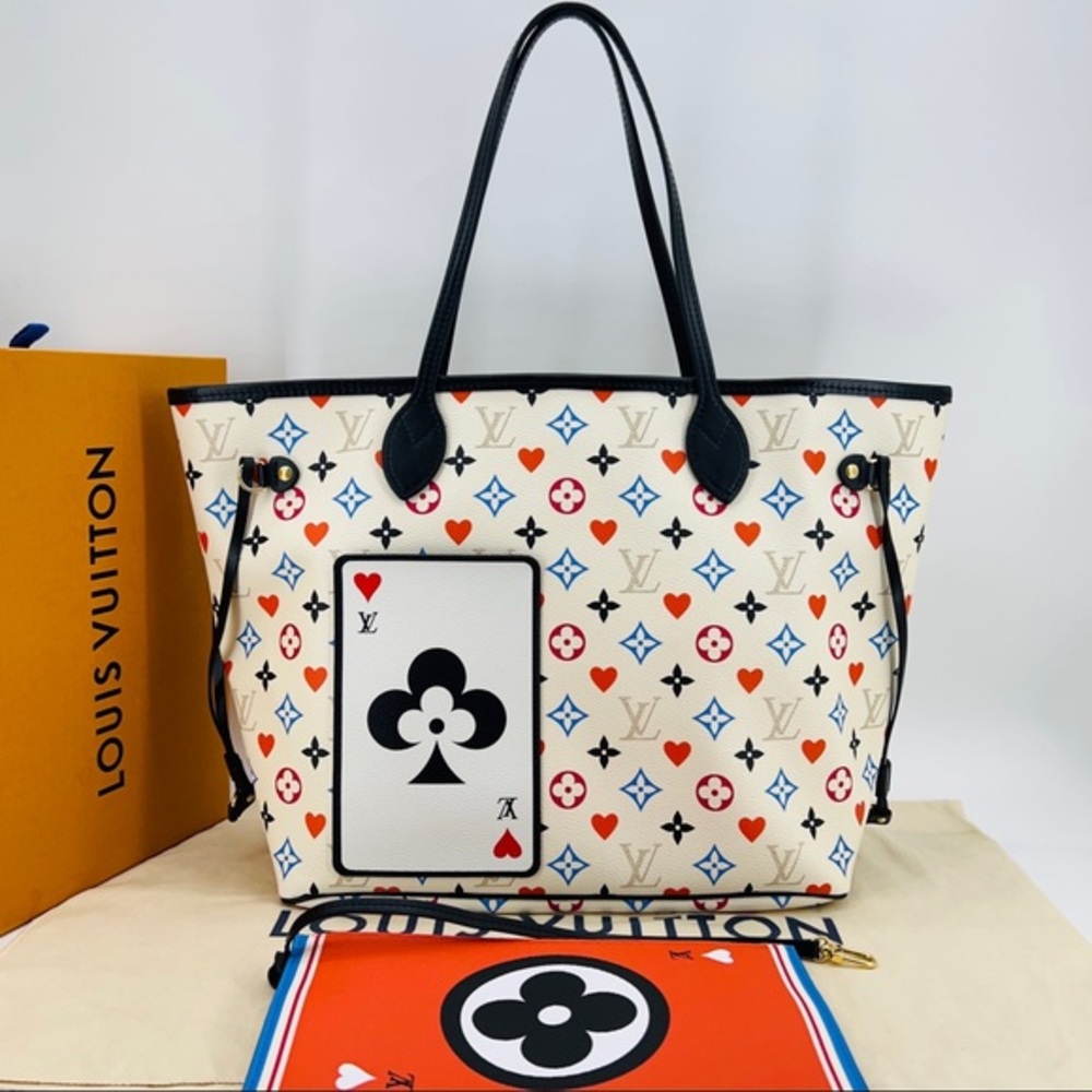 Brand New!!!Louis Vuitton Neverfull Mm Limited White Game On with Pouch